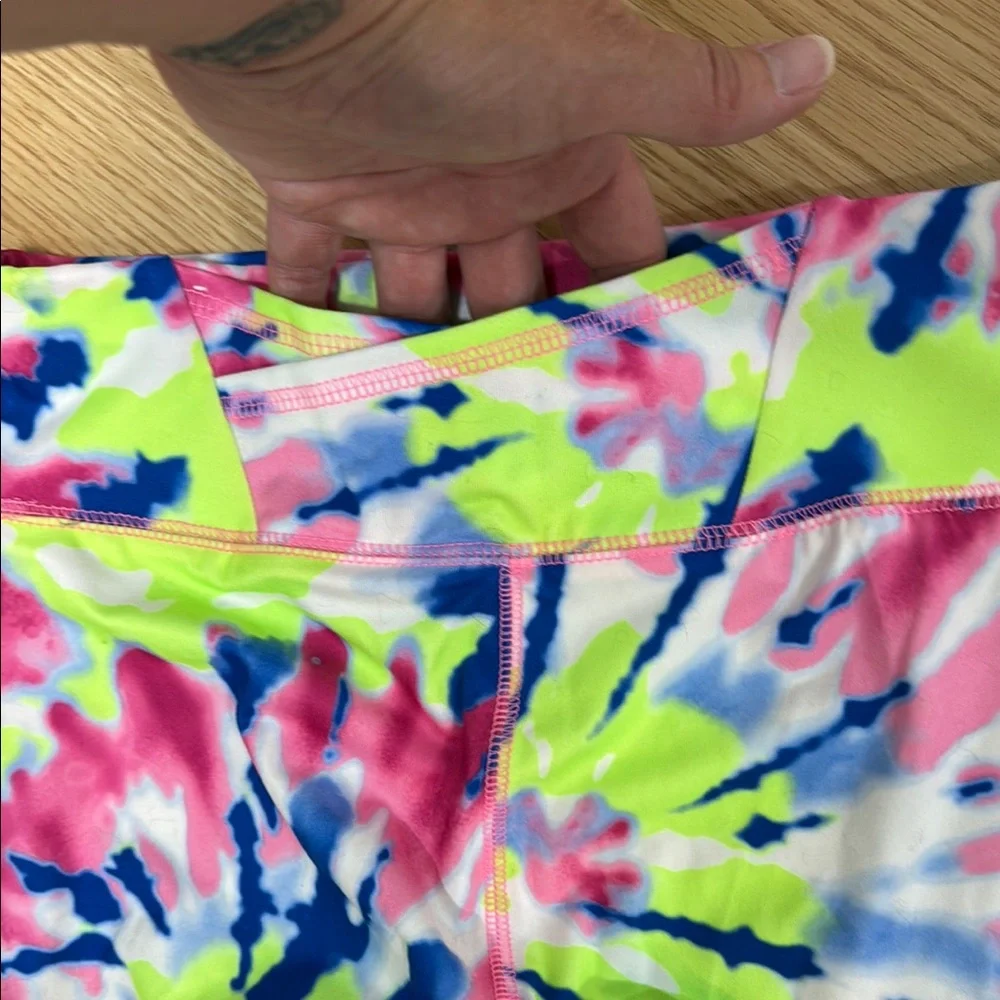 Justice Girls XL Tie Dye Leggings Neon Pink Blue Green Athleisure